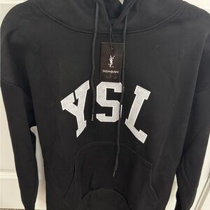 Yves Saint Laurent Black Hoodie with White YSL Logo